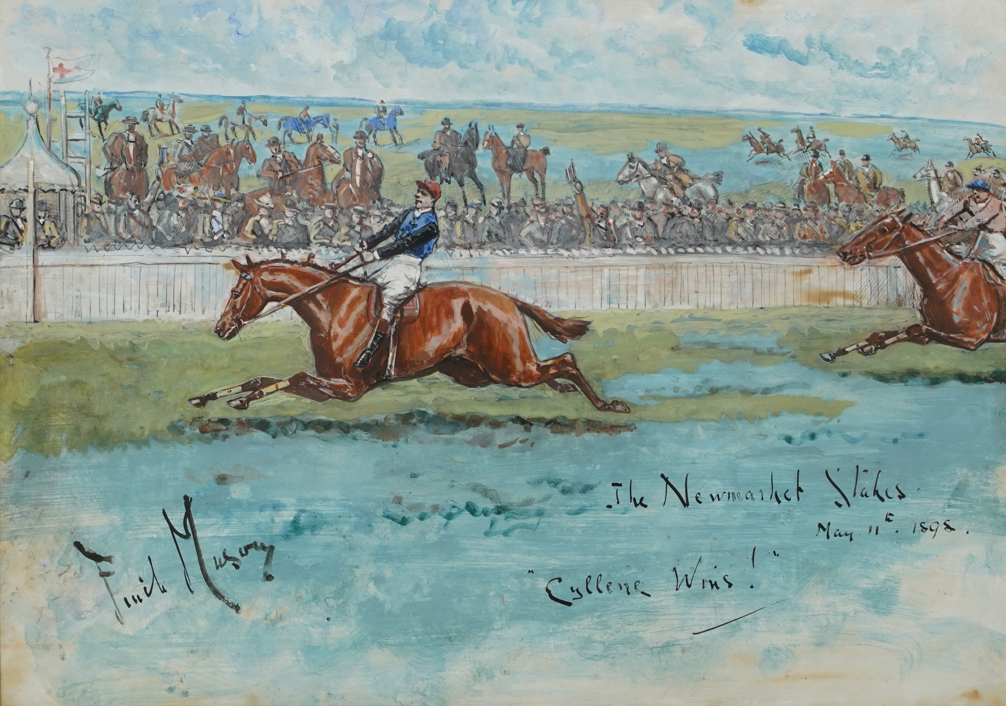 George Finch Mason (1850-1915), 'Cyllene Wins! - The Newmarket Stakes, 1898'